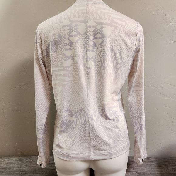 LUCY White Violet Jacket M Asymmetrical Moto Style Activewear Leopard Print - Picture 2 of 14